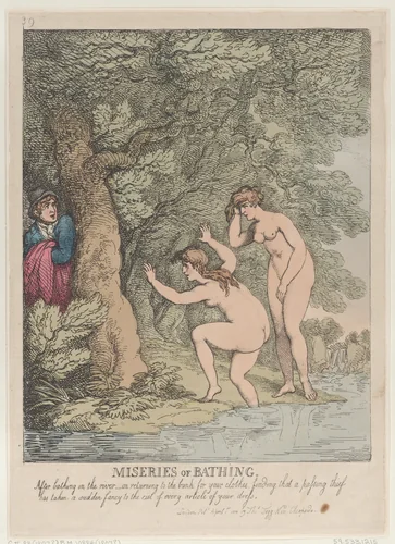 Miseries of Bathing by Thomas Rowlandson, print, 1808