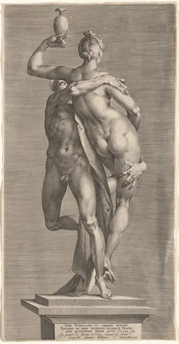 Mercury Abducting Psyche by Jan Muller; Adriaen de Vries, print, 1592-1602