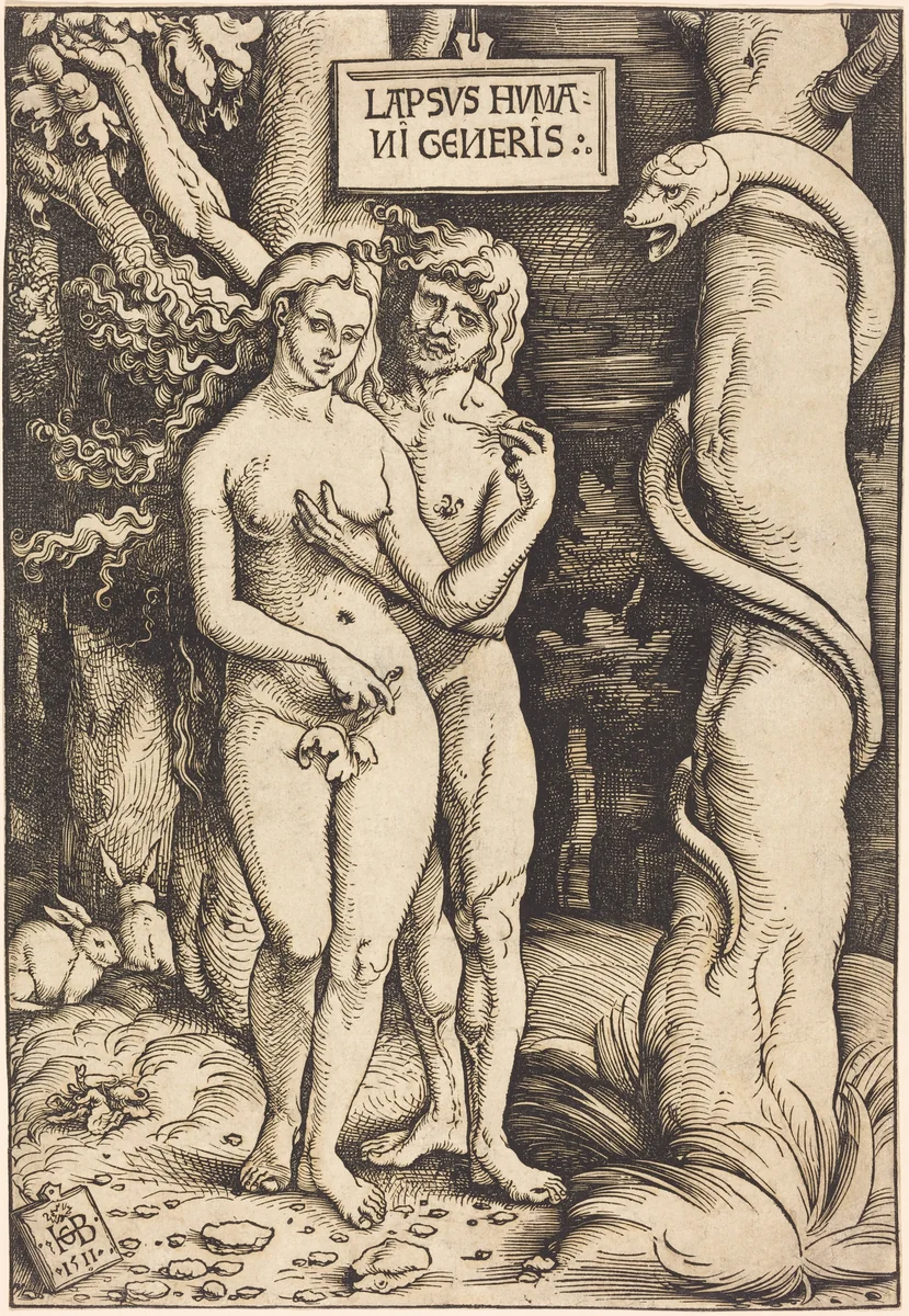 Adam and Eve by Hans Baldung Grien, print, 1511