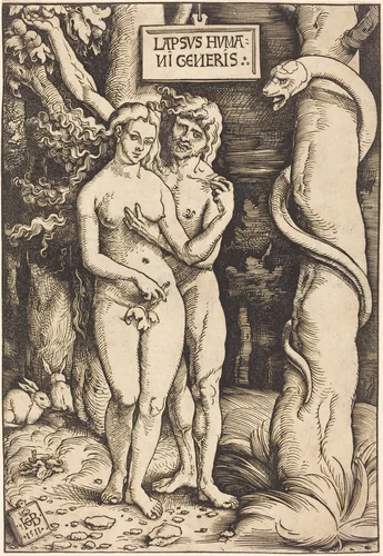Adam and Eve by Hans Baldung Grien, print, 1511