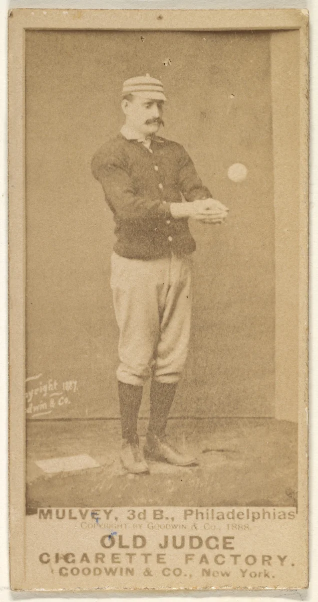 Joseph H. "Joe" Mulvey, 3rd Base, Philadelphia, from the Old Judge series (N172) for Old Judge Cigarettes by Goodwin & Company, photograph, 1888