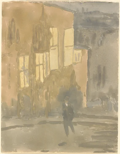 Street at Night, Meudon by Gwen John, drawing, 1910-1920
