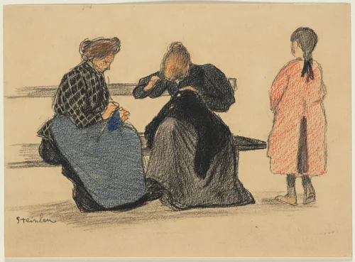 Three Figures by Théophile Alexandre Steinlen, drawing, 1800-1899