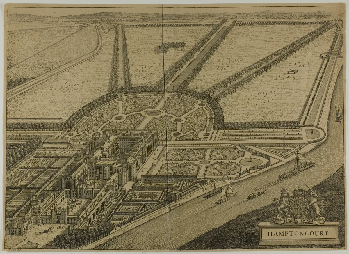 Hampton Court, plate six from Britannia Illustrata by Jan Kip, print, 1707
