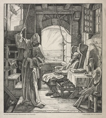 Dance of Death: Death as a Friend by Alfred Rethel, print, 1850