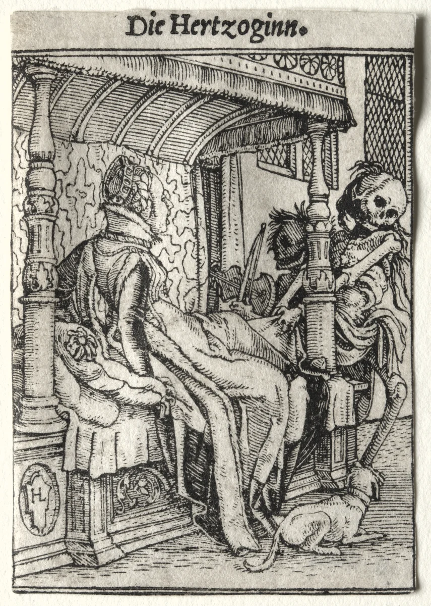 Dance of Death: The Duchess by Hans Holbein the Younger, print, 1521-1531