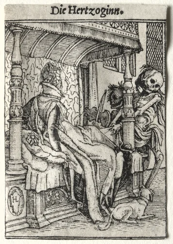 Dance of Death: The Duchess by Hans Holbein the Younger, print, 1521-1531