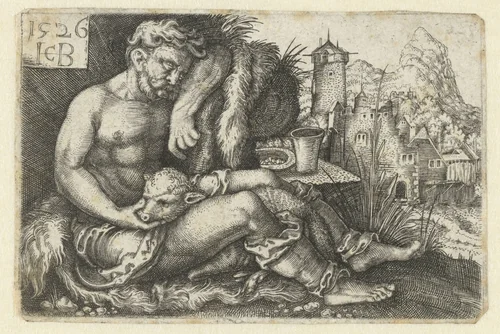 Herder met een schaap by Unknown, print, 1526