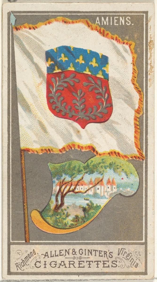 Amiens, from the City Flags series (N6) for Allen & Ginter Cigarettes Brands by Allen & Ginter, print, 1887