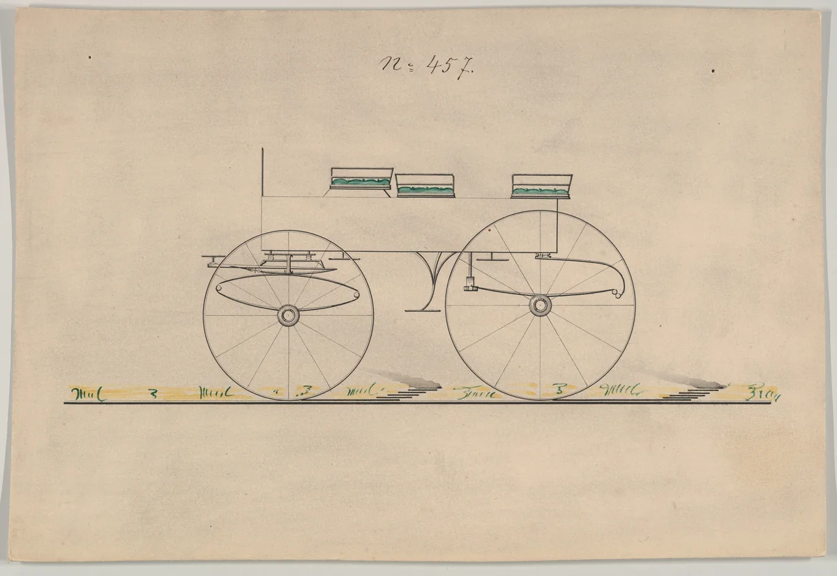 Design for Wagon, no. 457 by Brewster & Co., drawing, 1850-1870