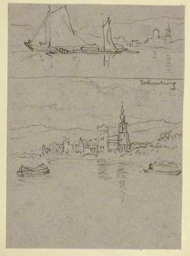 Two River Scenes by William Alfred Delamotte, drawing, 1795-1863