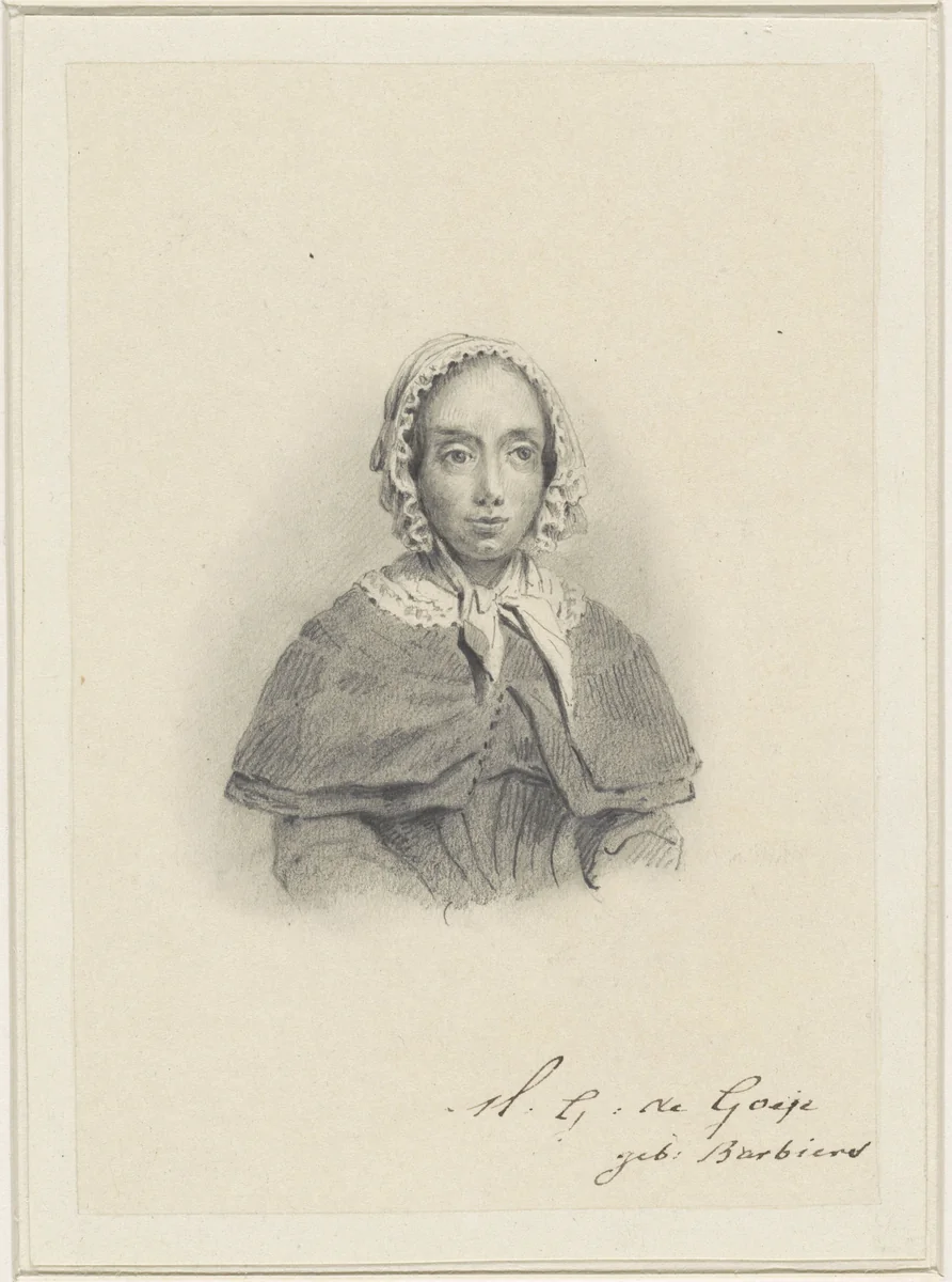 Portret van Maria Geertruida de Goeje-Barbiers by Adrianus Johannes Ehnle, drawing, 1829-1863