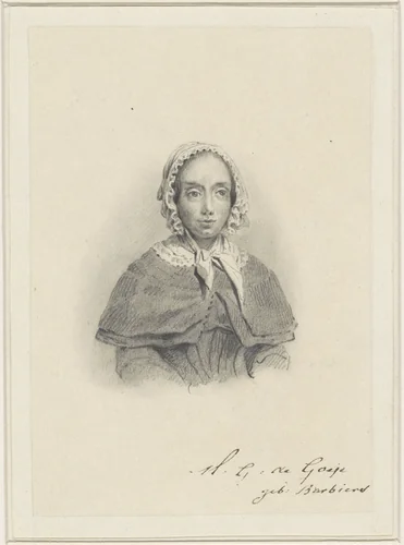 Portret van Maria Geertruida de Goeje-Barbiers by Adrianus Johannes Ehnle, drawing, 1829-1863