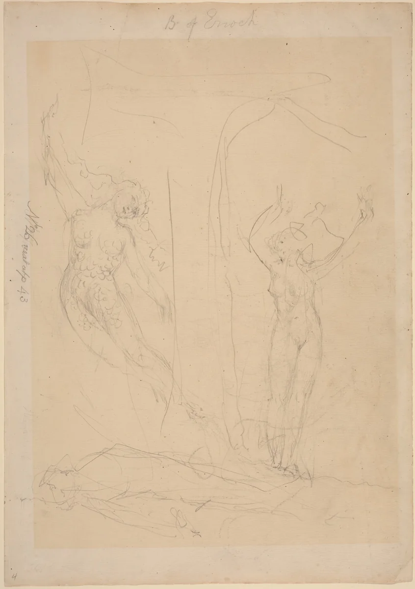 The Daughter of Men Becomes a Siren by William Blake, drawing, 1824-1827