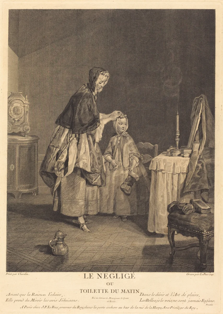 Le neglige, ou la toilette du matin by Jacques-Philippe Le Bas
Jean Siméon Chardin, print, 1741