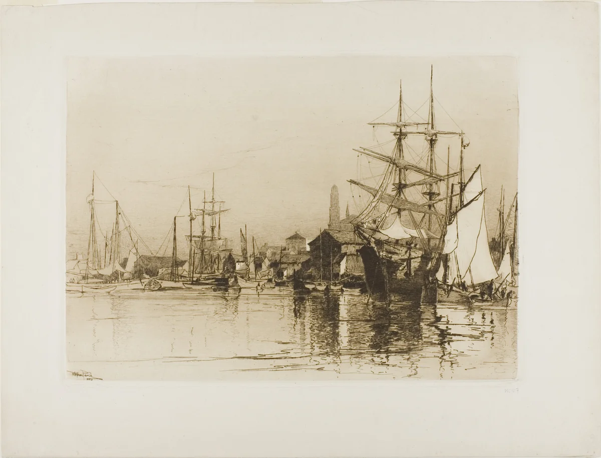 The Inner Harbor, Gloucester by Stephen Parrish, print, 1883
