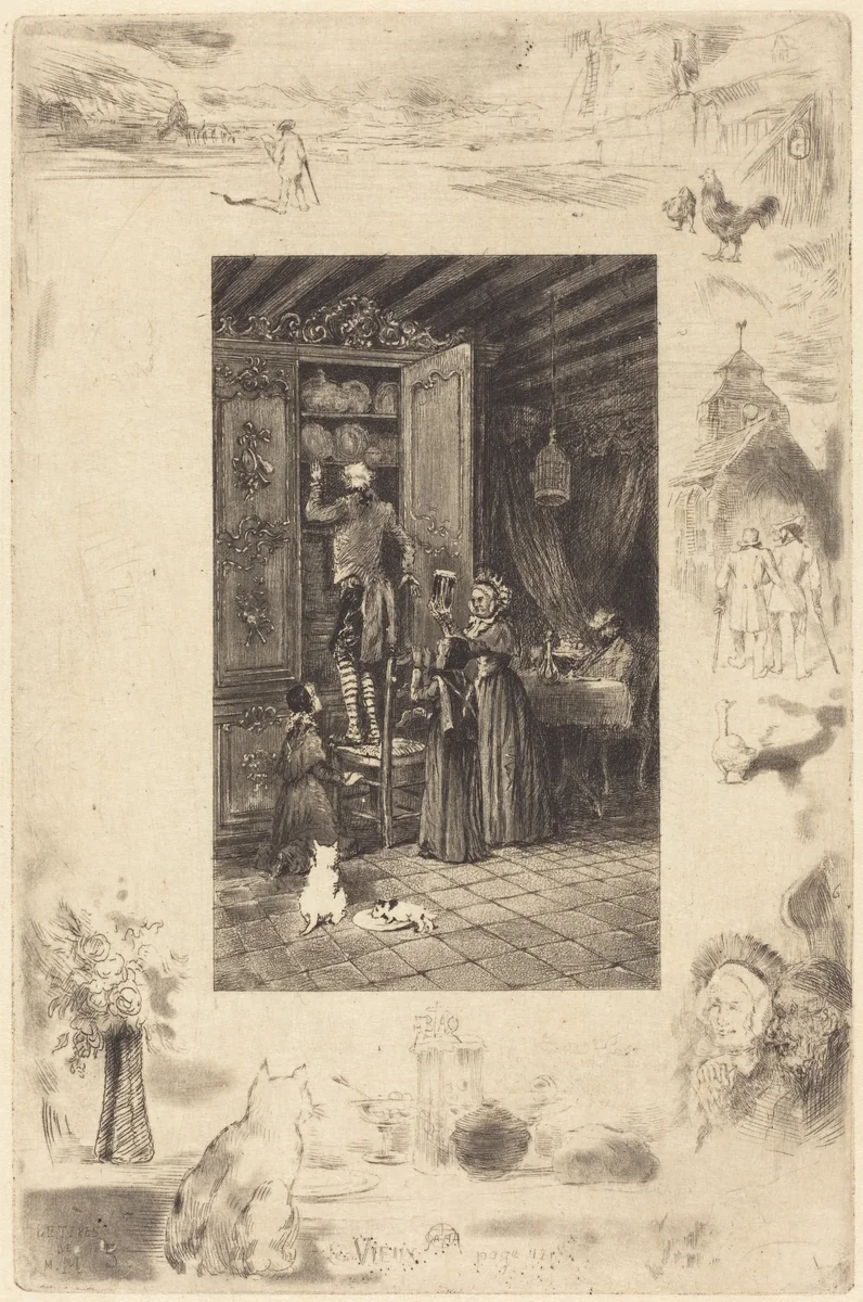 Les Vieux (The Elders) by Félix-Hilaire Buhot, print, 1885