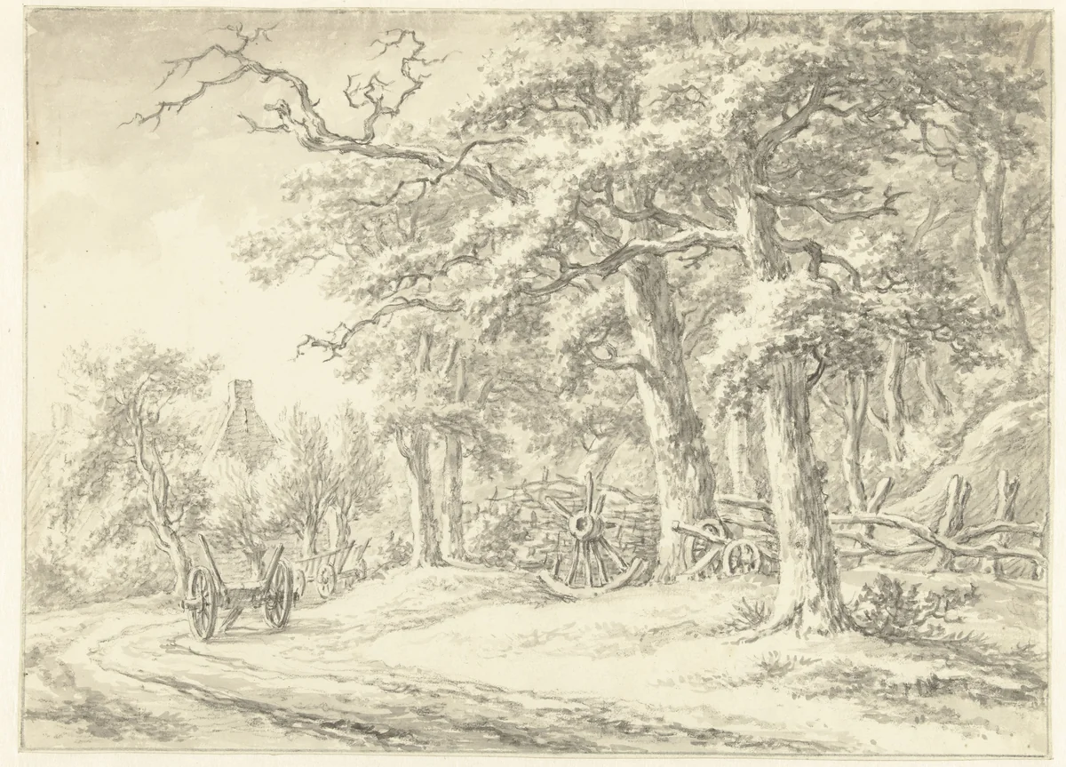 Gezicht te Noordlaren, in Drenthe (?) by Egbert van Drielst, drawing, 1755-1818