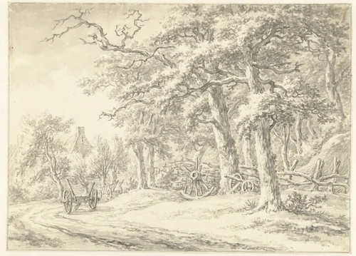 Gezicht te Noordlaren, in Drenthe (?) by Egbert van Drielst, drawing, 1755-1818