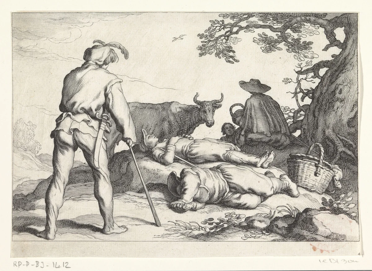 Veehoeders by Cornelis Bloemaert, print, 1650-1716