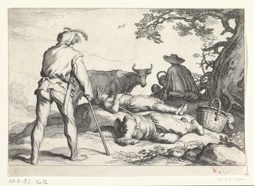 Veehoeders by Cornelis Bloemaert, print, 1650-1716