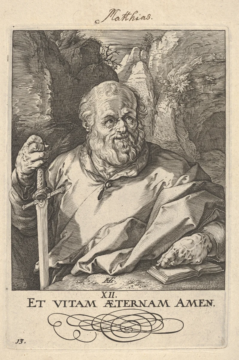 St. Matthias, from "Christ, the Apostles and St. Paul with the Creed" by Hendrick Goltzius, print, 1584-1594
