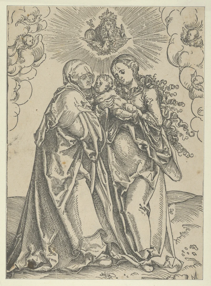 St Anne and the Virgin with the Child by Lucas Cranach, print, 1472-1553