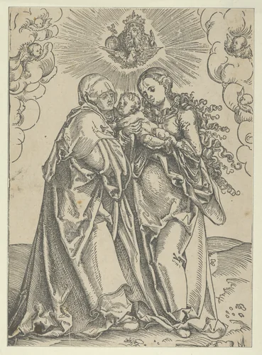 St Anne and the Virgin with the Child by Lucas Cranach, print, 1472-1553