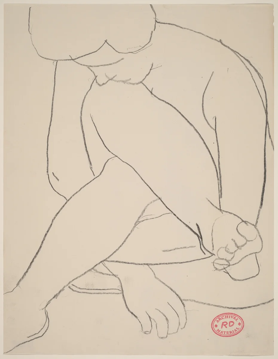 Untitled [seated nude embracing her crossed legs] by Richard Diebenkorn, drawing, 1955-1967