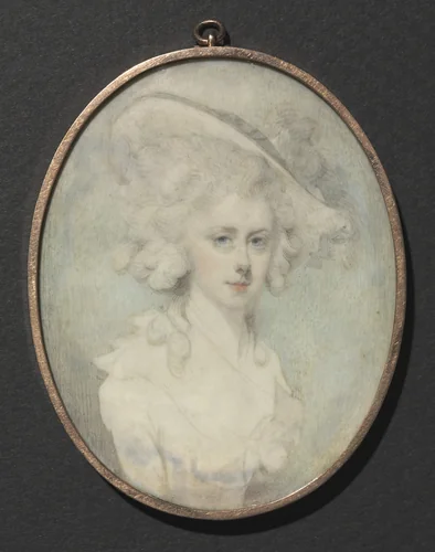 Portrait of a Woman with a Hat by Jeremias Majer, painting, 1775-1785