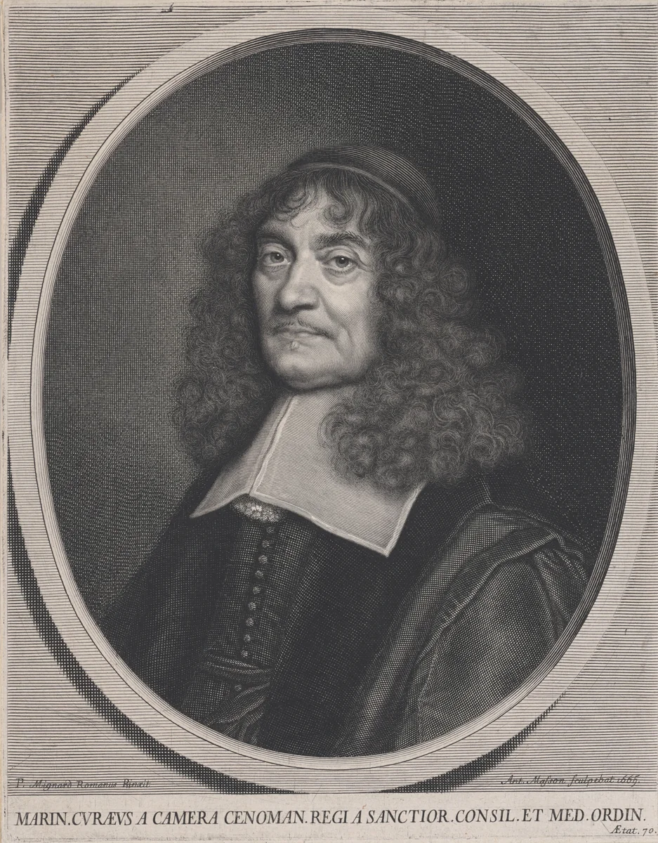 Marin Cureau de la Chambre by Antoine Masson; Pierre Mignard I, print, 1665