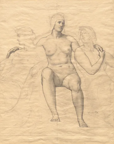 Allegorical Female Figures by Kenyon Cox, drawing, 1912