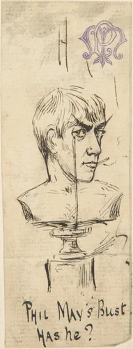 "Phil May's Bust. Has he?" by Phil May, drawing, 1877-1887