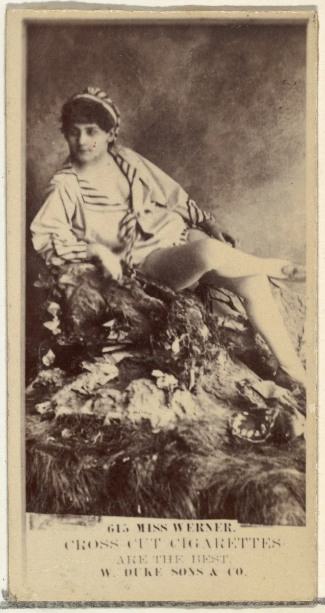 Card Number 615, Miss Werner, from the Actors and Actresses series (N145-3) issued by Duke Sons & Co. to promote Cross Cut Cigarettes by W. Duke, Sons & Co., photograph, 1880-1889