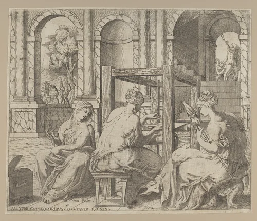 The Daughters of Minyas by Antonio Fantuzzi, print, 1545