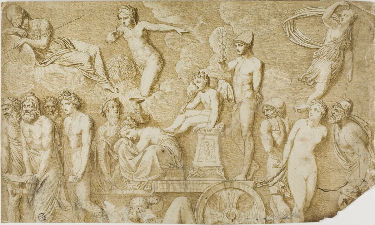 Triumph of Love (after antique bas-relief) by Pompeo Girolamo Batoni, drawing, 1700-1799