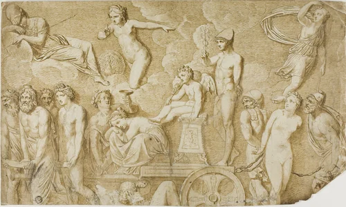 Triumph of Love (after antique bas-relief) by Pompeo Girolamo Batoni, drawing, 1700-1799