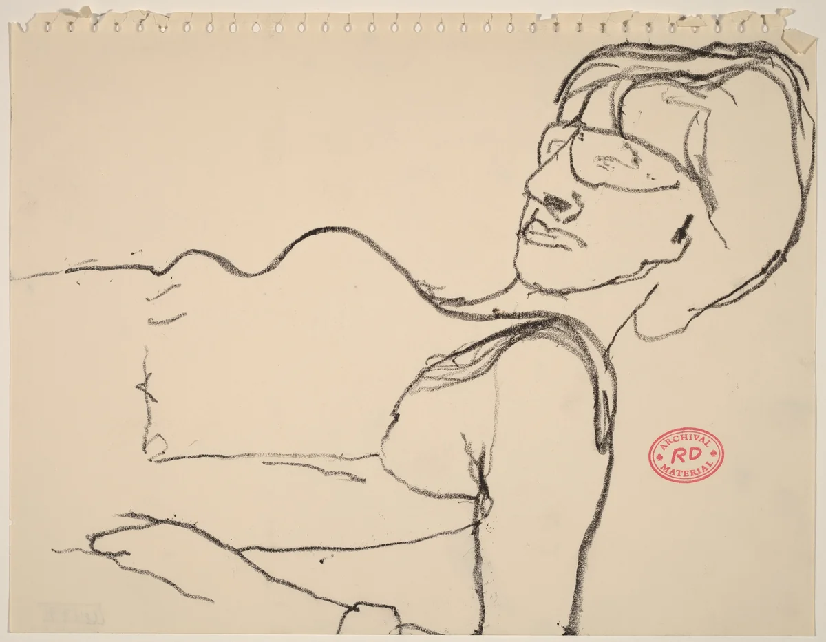 Untitled [woman reclining in glasses] by Richard Diebenkorn, drawing, 1955-1967