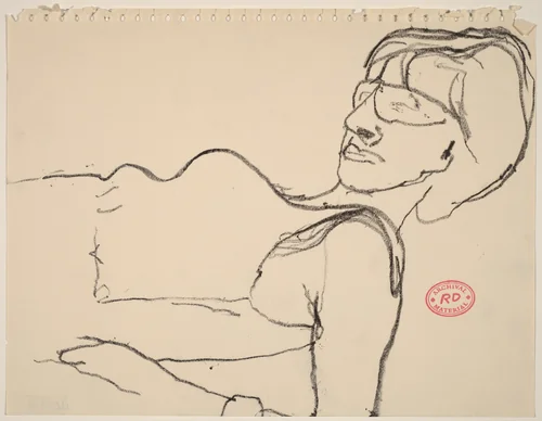 Untitled [woman reclining in glasses] by Richard Diebenkorn, drawing, 1955-1967