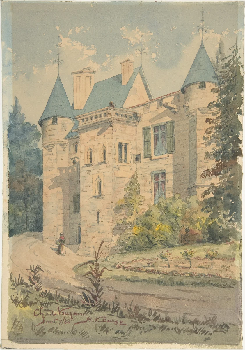 Château de Vouzan by Henry Victor Burgy, drawing, 1888