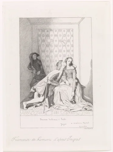 Paolo en Francesca by Edouard Taurel, print, 1885