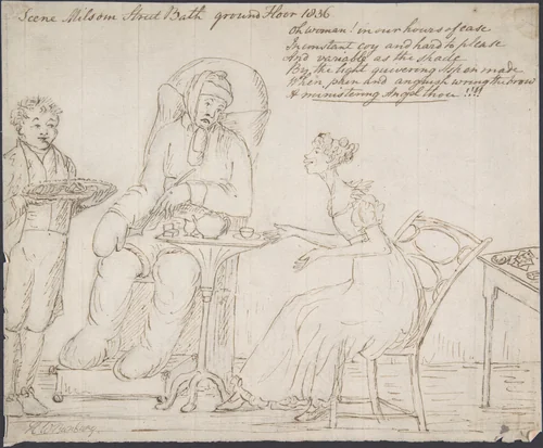 Scene, Milsom Street, Bath, Ground Floor by anonymous, drawing, 1836