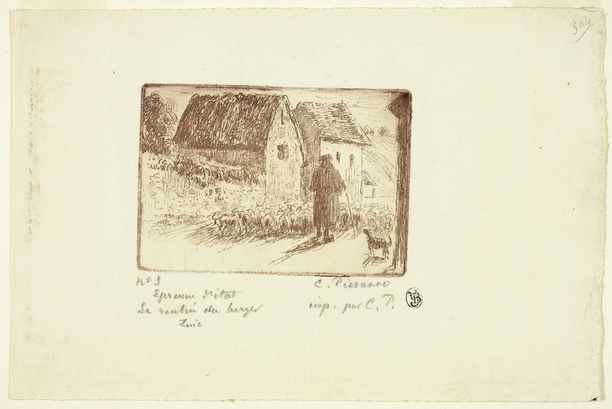 The Shepherd's Return by Camille Pissarro, print, 1889