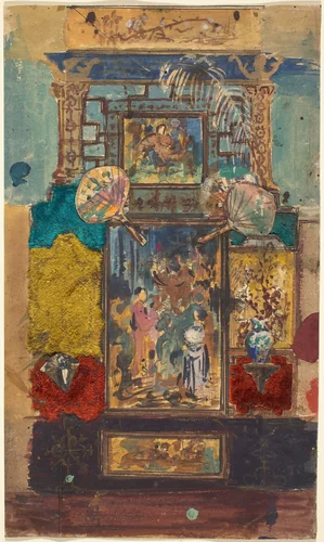 Stage Set Consisting Of Painted Panels, Fabrics, And Fans by Robert Caney, drawing, 1870-1890