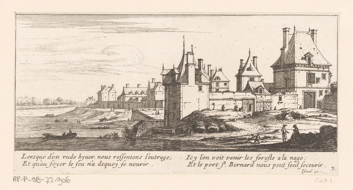 Gezicht op de Porte Saint-Bernard by Israël Silvestre, print, 1655