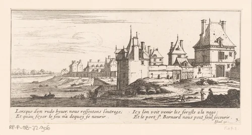 Gezicht op de Porte Saint-Bernard by Israël Silvestre, print, 1655