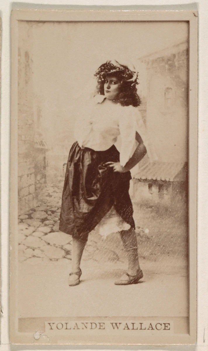 Yolande Wallace, from the Actresses series (N245) issued by Kinney Brothers to promote Sweet Caporal Cigarettes by Kinney Brothers Tobacco Company, photograph, 1890