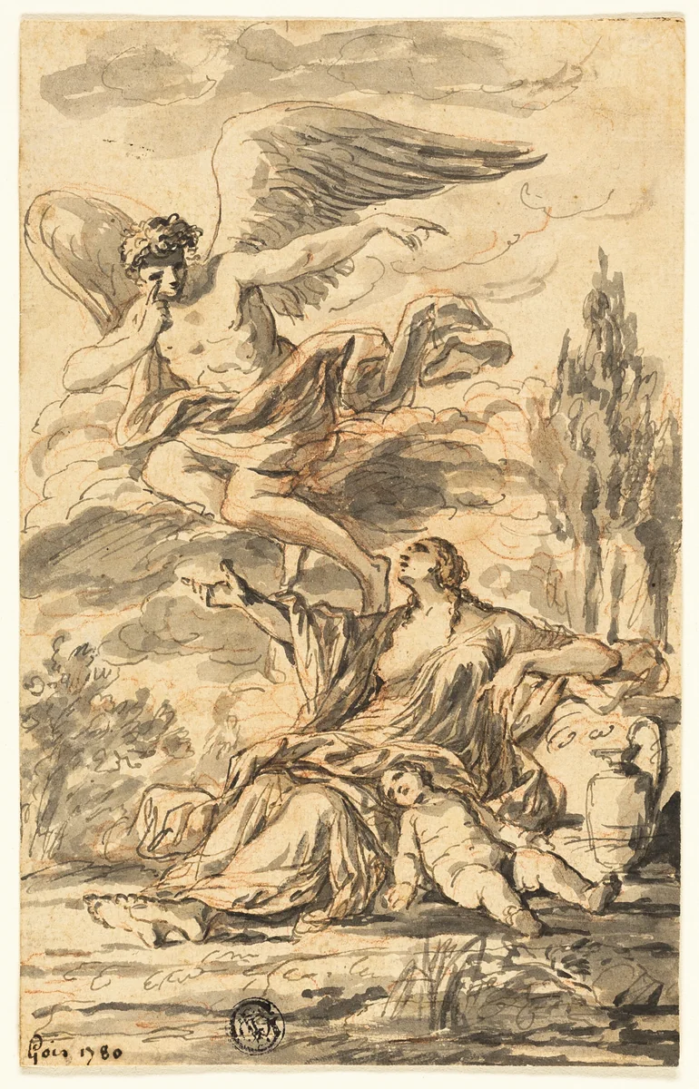 Angel Appearing to Hagar and Ishmael by Etienne Pierre Adrien Gois, drawing, 1780