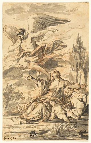 Angel Appearing to Hagar and Ishmael by Etienne Pierre Adrien Gois, drawing, 1780