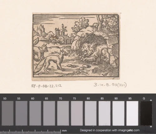 Fabel van de leeuw en de vos by Unknown, print, 1566
